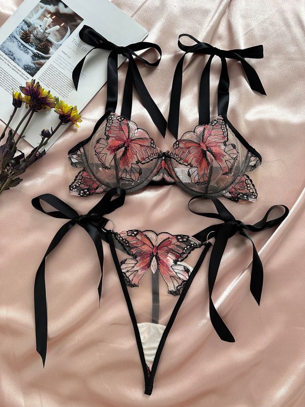 Butterfly Lace Transparent Bra Panty Set - Image 3