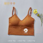 Beautiful sports bra big U women's U-shaped small chest gathered bra outer wear Brown-OWB