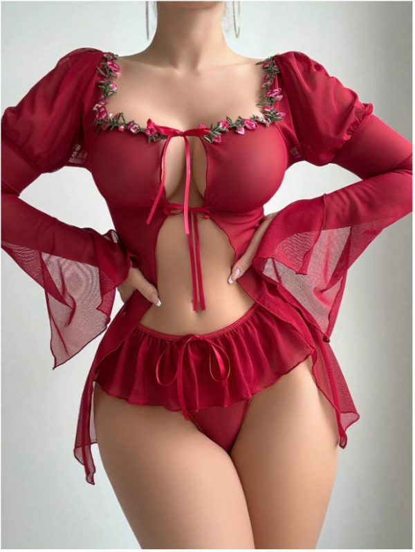 New China Long- sleeved Sunscreen Flower Sexy Suit -FSS - Image 4